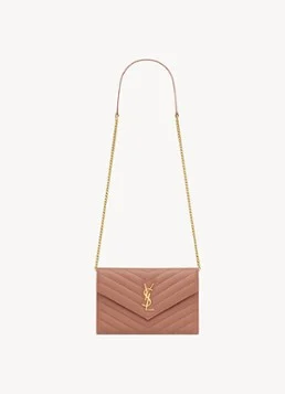 Saint Laurent Cassandre Envelope portemonnee van lamsleer met afneembare schouderriem