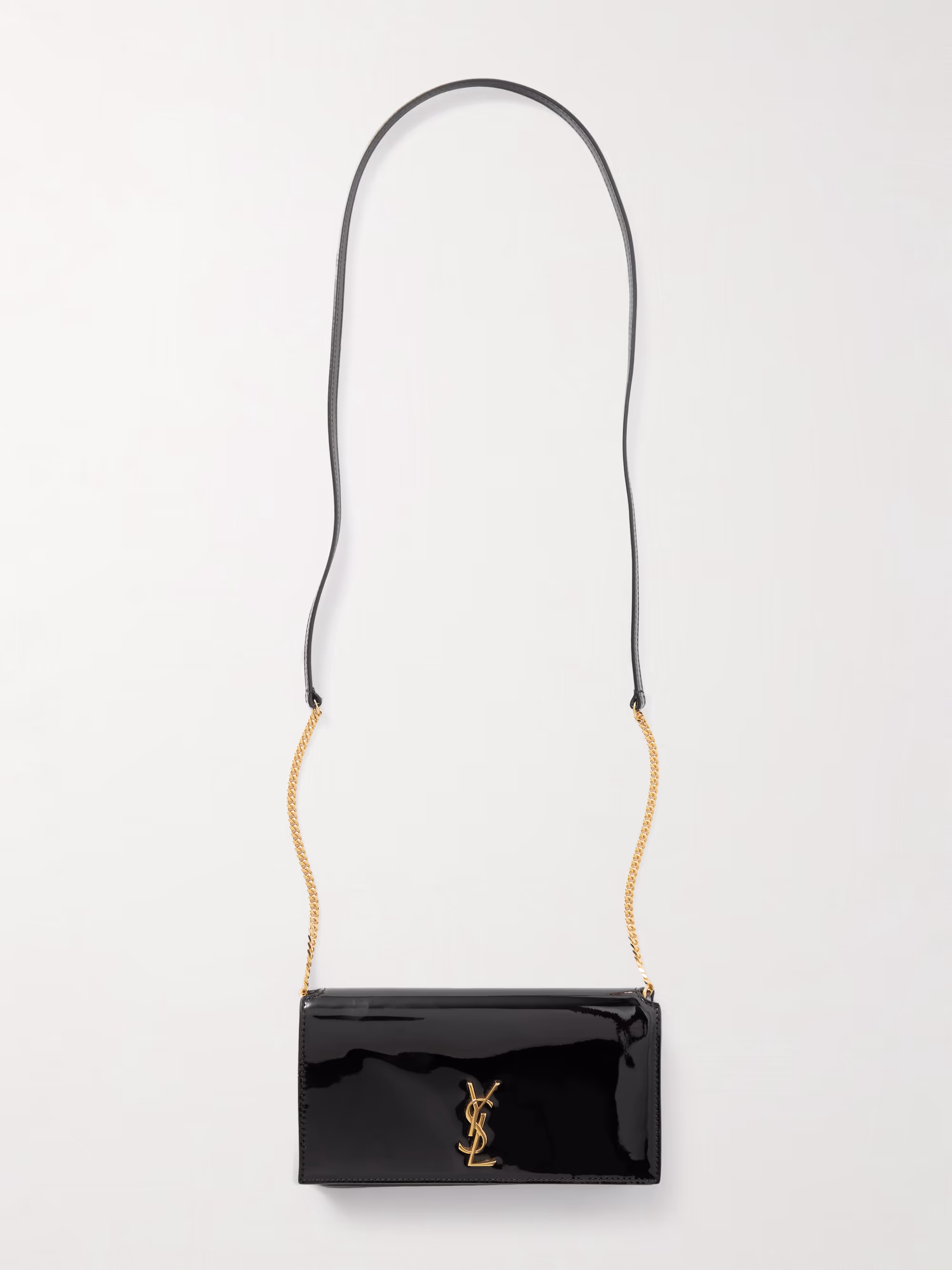 Saint Laurent Cassandre Strap patent-leather phone case