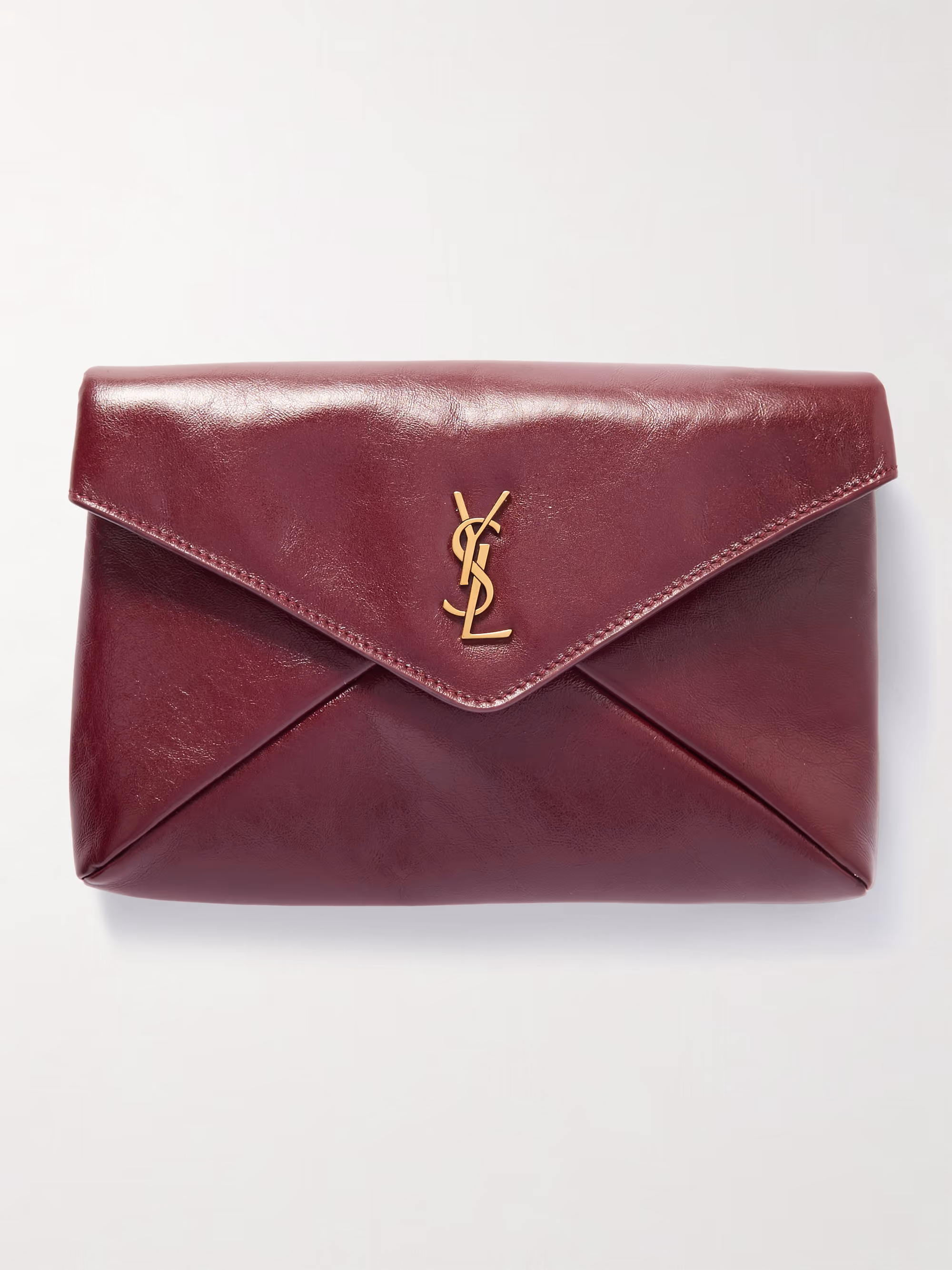 Saint Laurent Cassandre large glossed-leather clutch