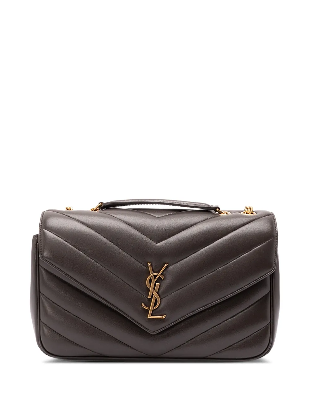 Saint Laurent shoulder bag met chevron-streep en ketting