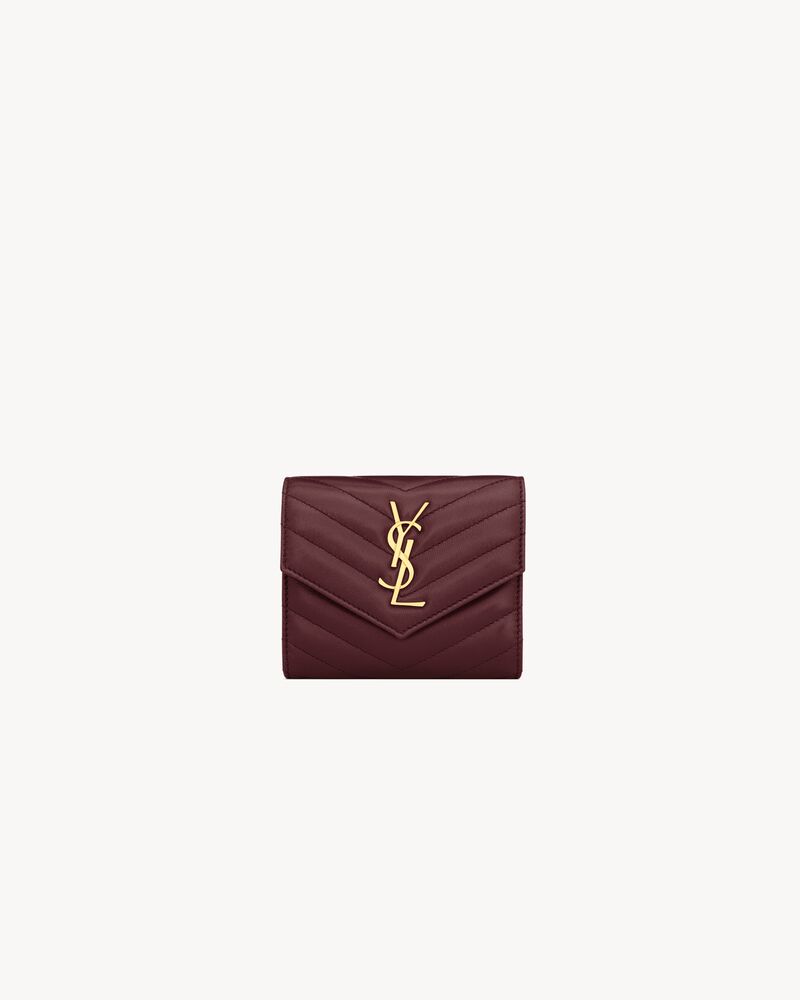 Saint Laurent CASSANDRE compact tri fold wallet in lambskin