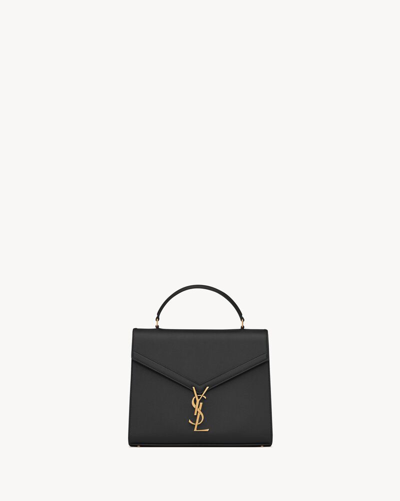 Saint Laurent CASSANDRA Medium top handle bag in grain de poudre embossed leather