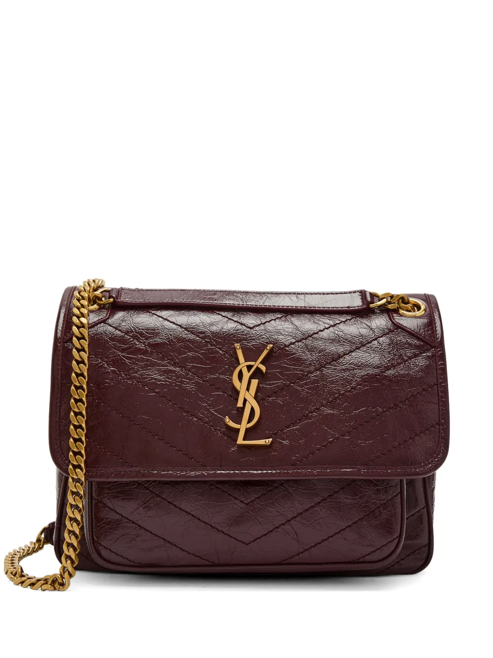 Saint Laurent Niki shoulder bag with chain en chevron-streep