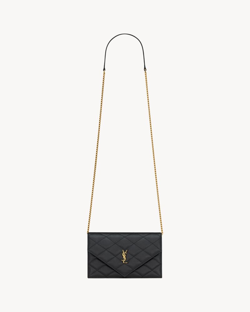 Saint Laurent PARIS chain wallet in GRAIN DE POUDRE leather