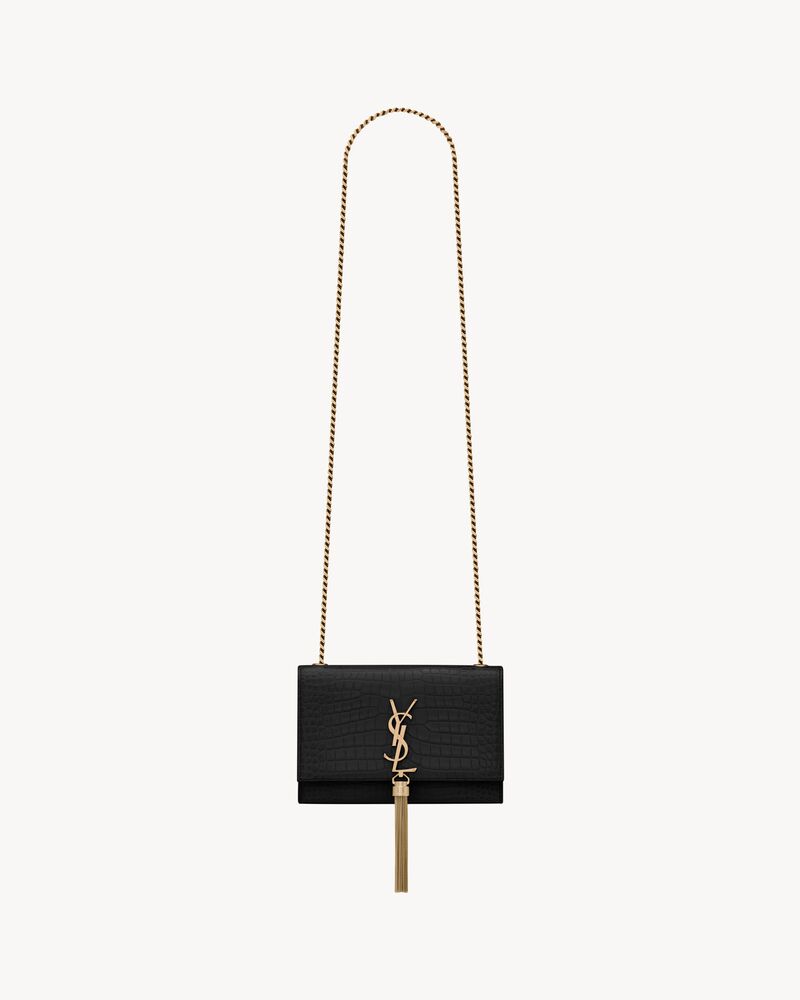 Saint Laurent Kate Small Tassel in Crocodile-Embossed Leather