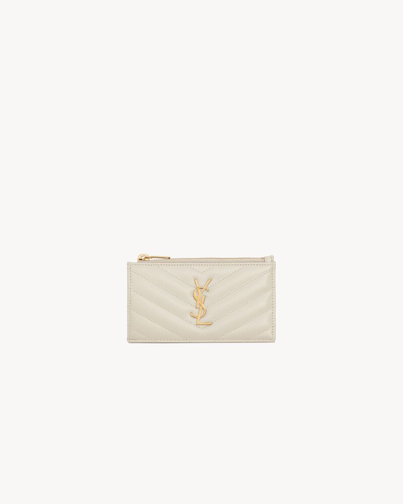 Saint Laurent Cassandre Matelassé Fragments Card Case in Grain de Poudre Leather