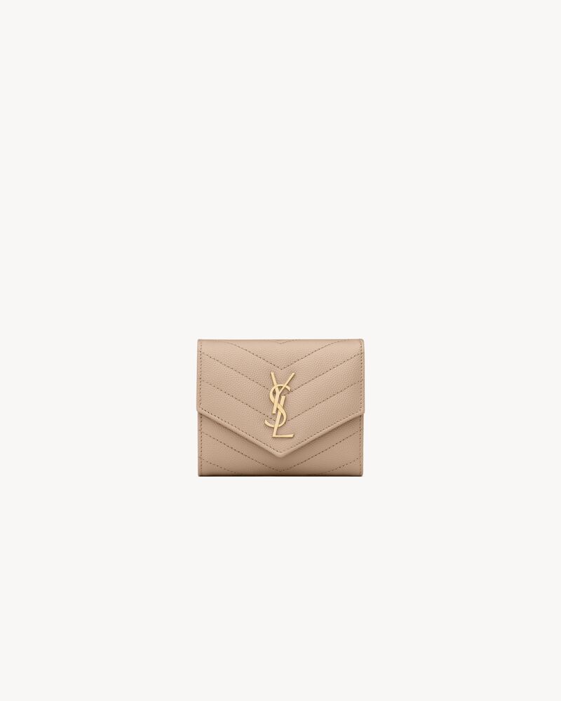 Saint Laurent Cassandre Matelassé Multi-Folded Wallet in Grain de Poudre Leather