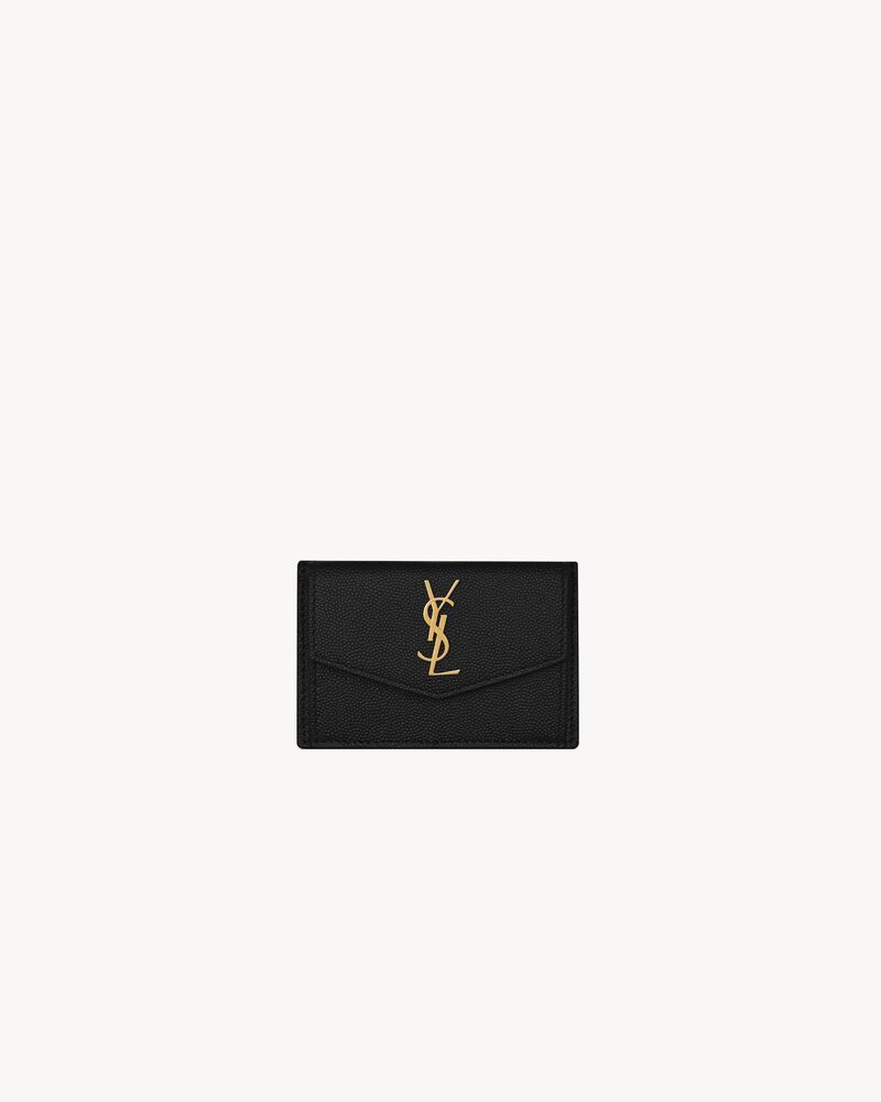 Saint Laurent Uptown Flap Card Case in Grain de Poudre Leather