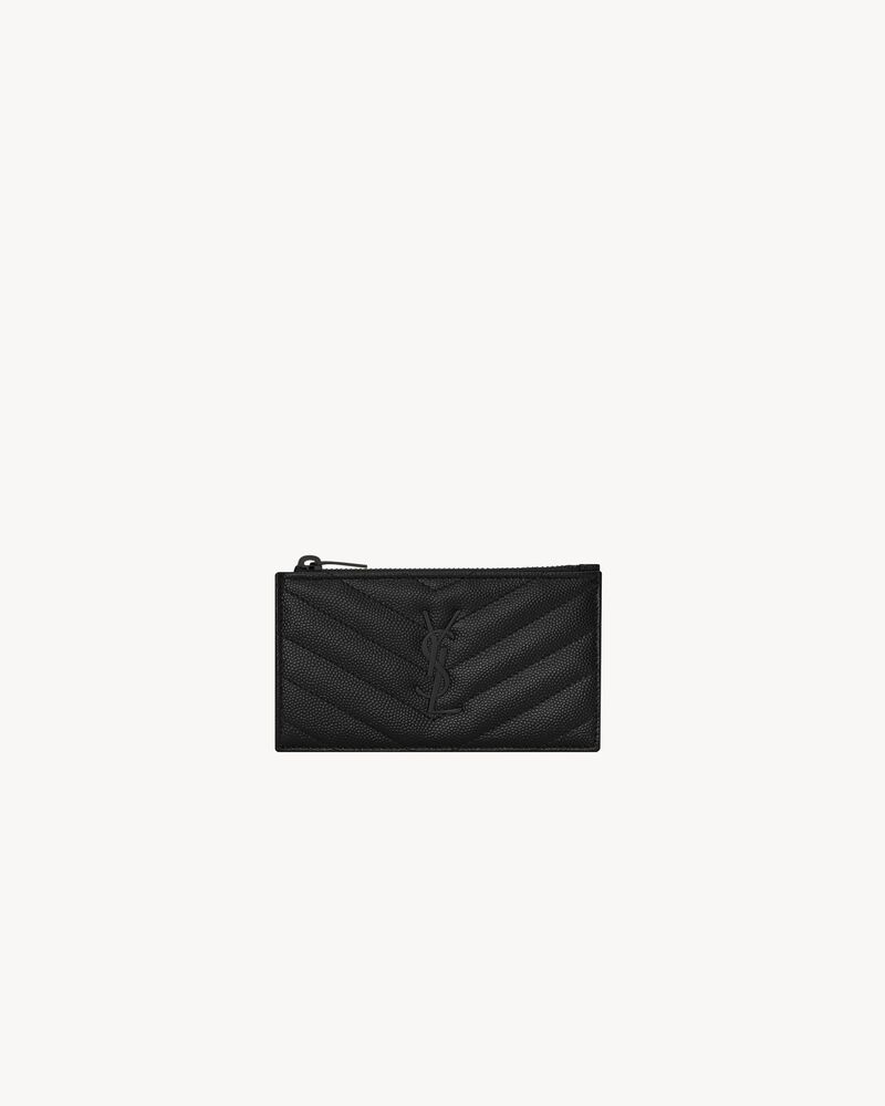 Saint Laurent Cassandre Matelassé Fragments Card Case in Grain de Poudre Leather