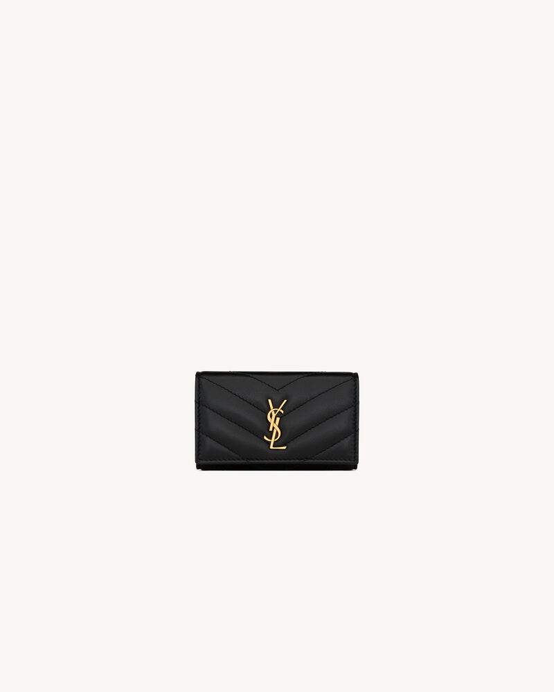 Saint Laurent Cassandre Matelassé Slim Key Case in Quilted Lambskin