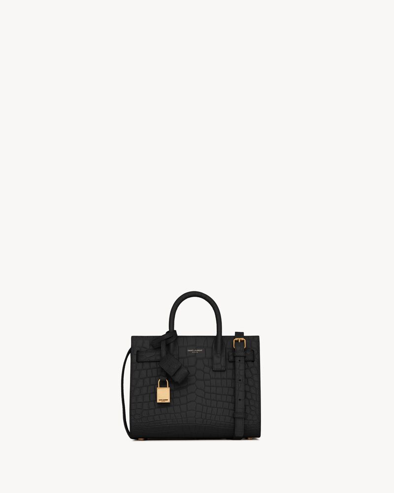 Saint Laurent Sac de Jour in Crocodile-Embossed Leather - Nano
