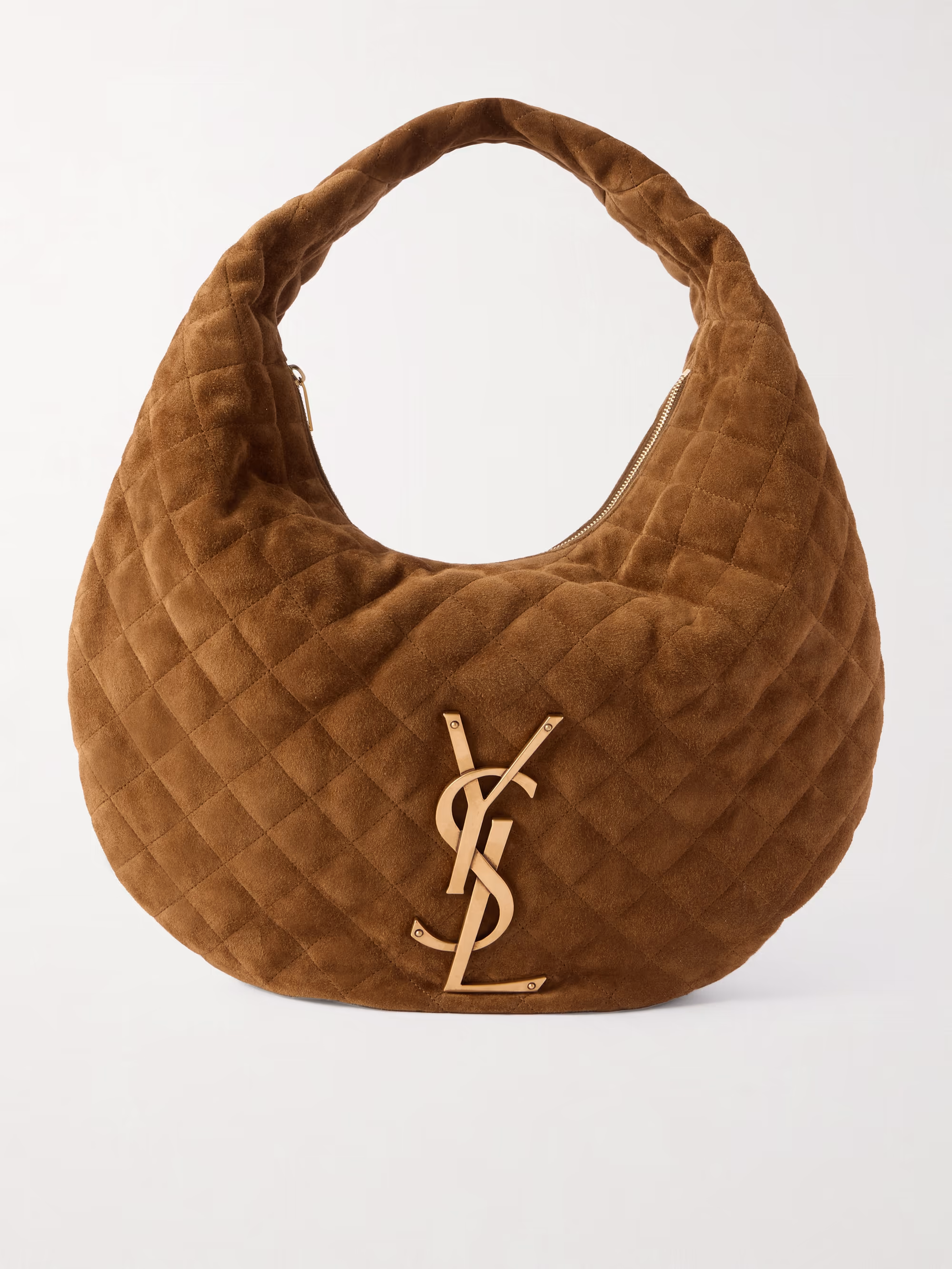 Saint Laurent Appliquéd quilted suede shoulder bag