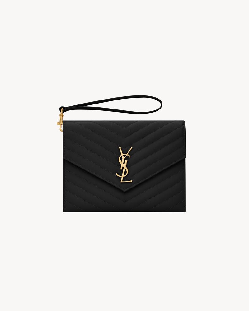 Saint Laurent CASSANDRE MATELASSÉ FLAP POUCH in grain de poudre leather