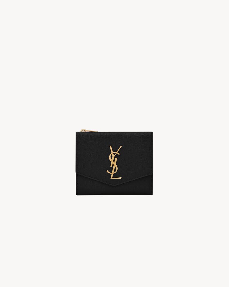 Saint Laurent UPTOWN Compact wallet in grain de poudre leather