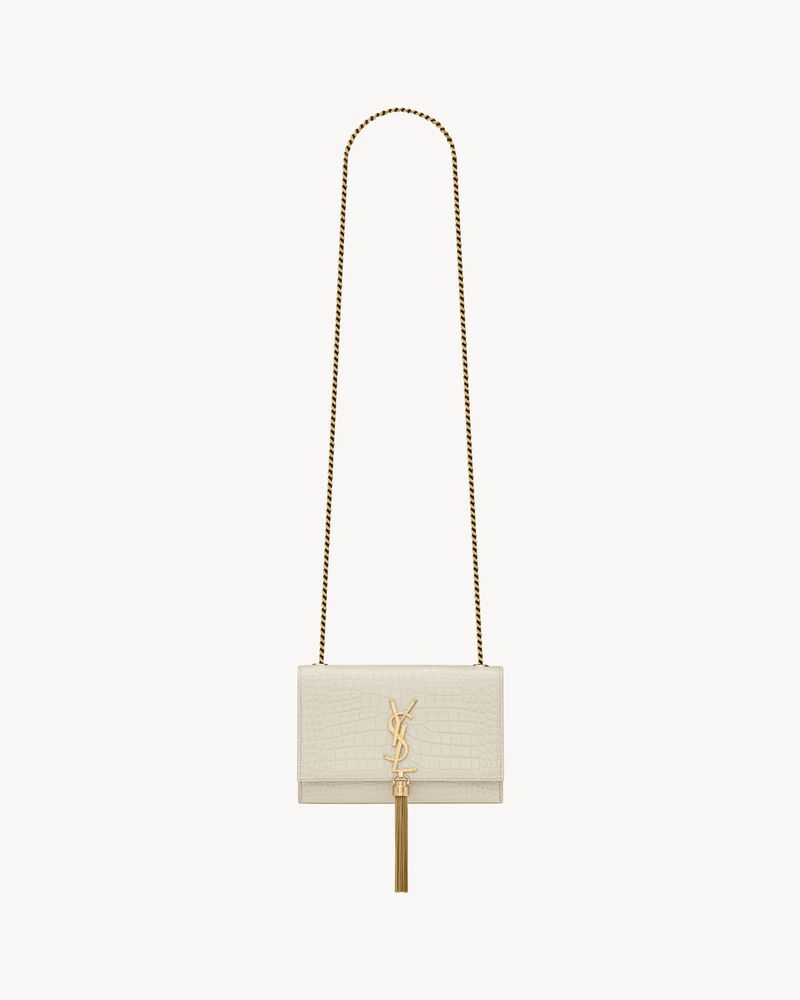 Saint Laurent Kate Small Tassel in Crocodile-Embossed Leather