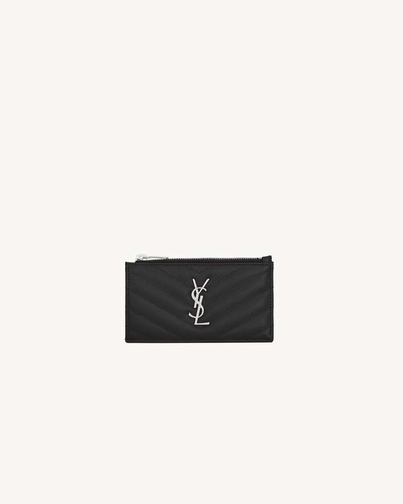 Saint Laurent Cassandre Matelassé Fragments Card Case in Grain de Poudre Leather