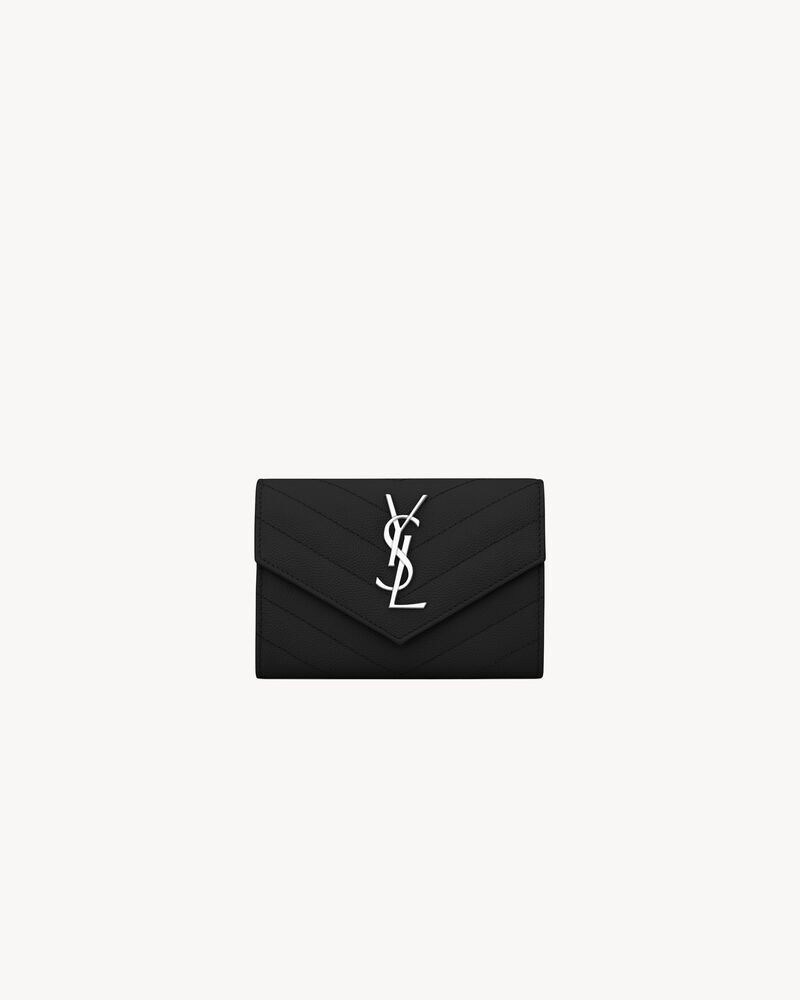 Saint Laurent CASSANDRE MATELASSÉ small envelope wallet in grain de poudre leather