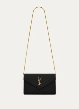 Saint Laurent Cassandre portemonnee van kalfsleer met afneembare schouderriem