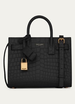Saint Laurent Sac de Jour Nano handtas van kalfsleer met crocostructuur