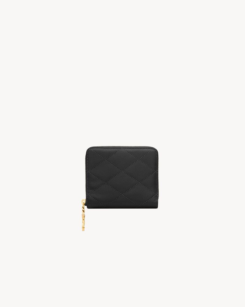 Saint Laurent CASSANDRE BIJOU compact wallet in GRAIN DE POUDRE leather
