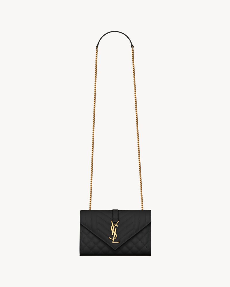 Saint Laurent Envelope Small in Quilted Grain de Poudre Embossed Leather