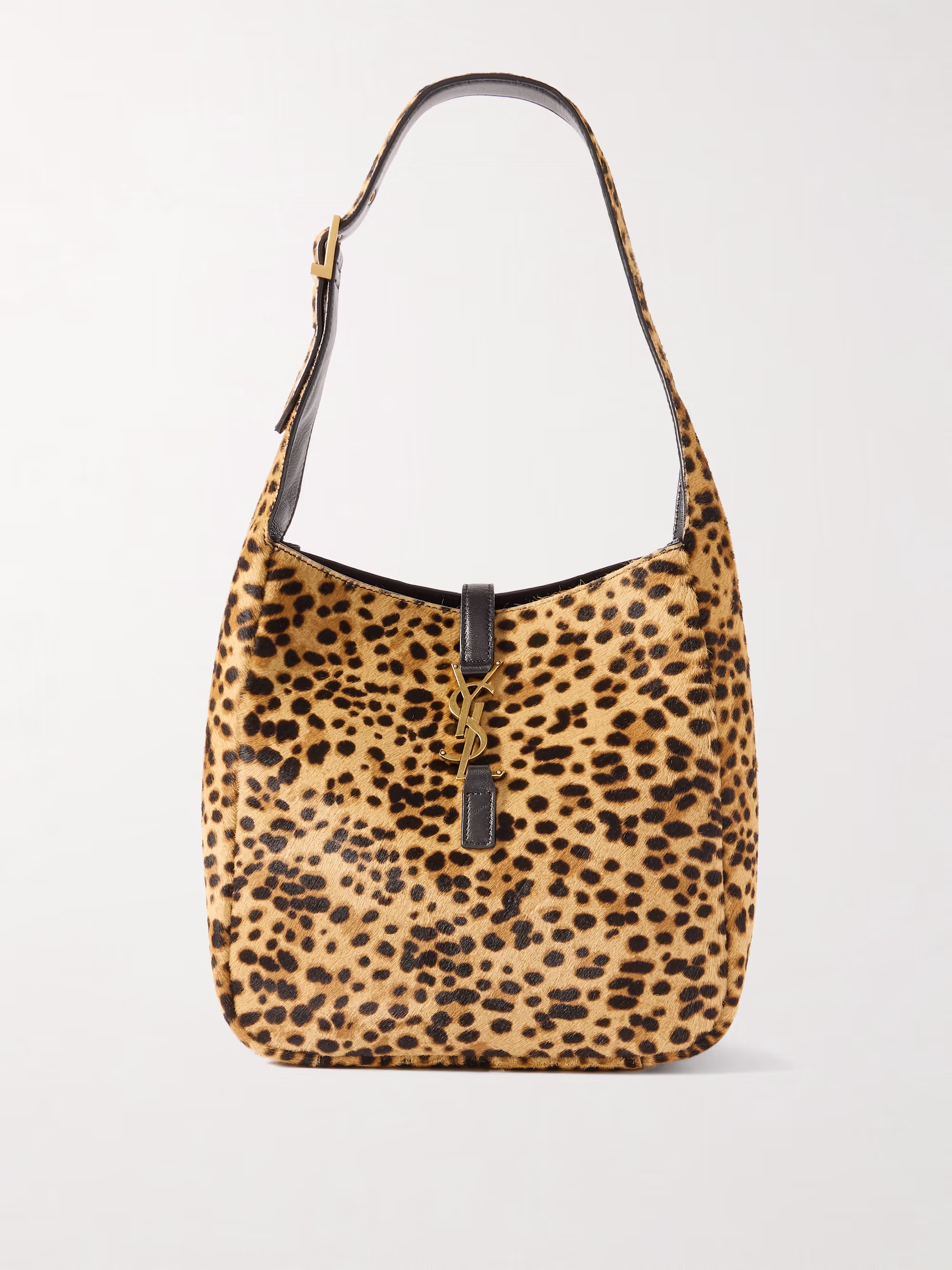 Saint Laurent Le 5 À 7 small embellished leather-trimmed leopard-print calf hair shoulder bag