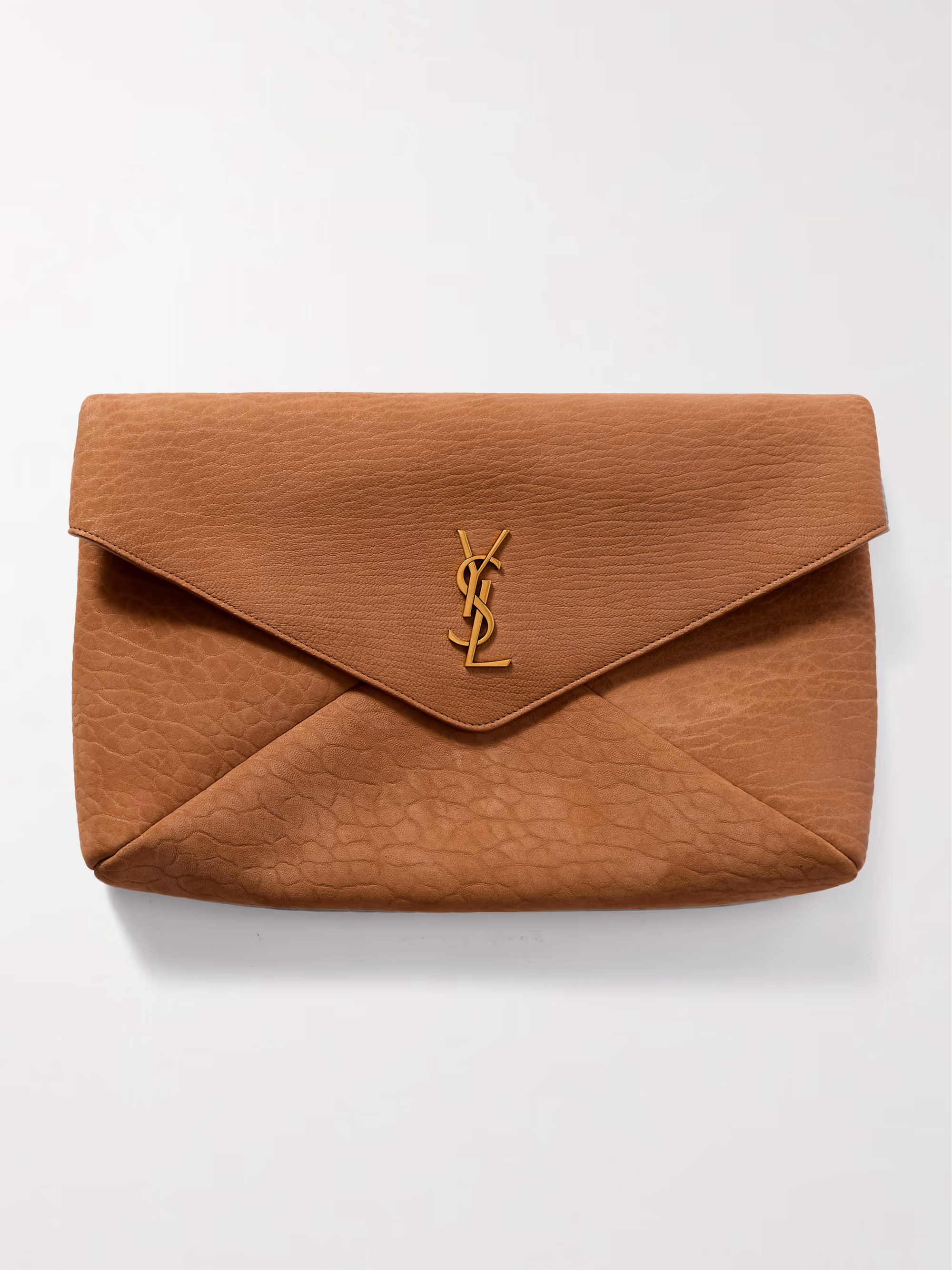 Saint Laurent Cassandre large textured-nubuck clutch