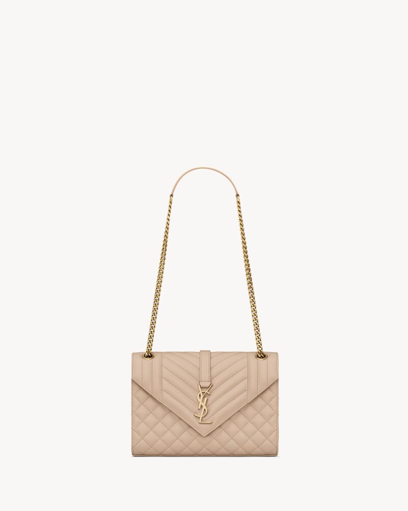 Saint Laurent Envelope Medium in Quilted Grain de Poudre Embossed Leather