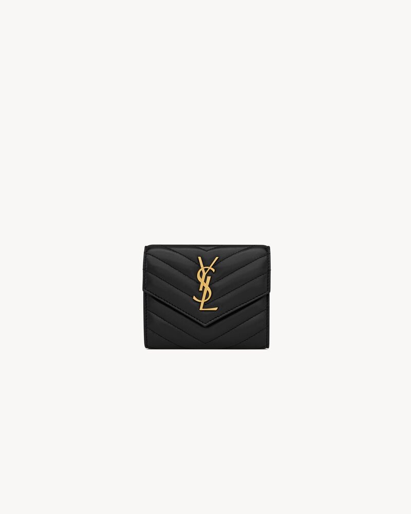 Saint Laurent CASSANDRE MATELASSÉ compact tri fold wallet in LAMBSKIN