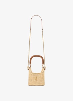 Saint Laurent Gaby handtas van raffia met leather details