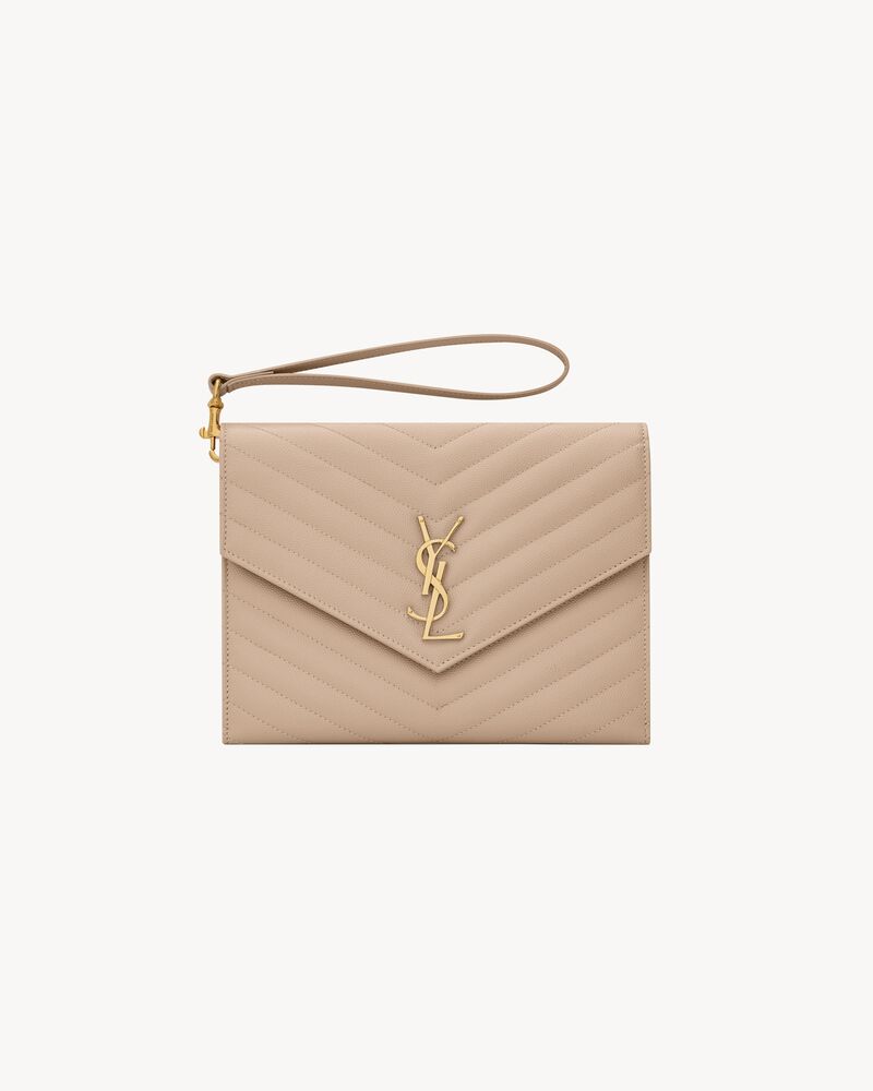 Saint Laurent CASSANDRE MATELASSÉ FLAP POUCH in grain de poudre leather