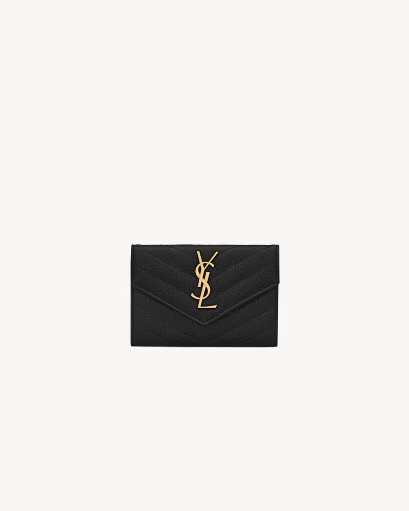 Saint Laurent CASSANDRE MATELASSÉ small envelope wallet in grain de poudre leather