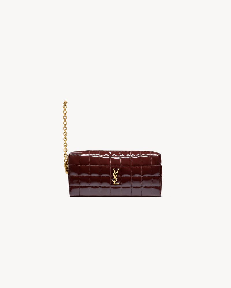 Saint Laurent CASSANDRE MATELASSÉ CARRÉ pouch on chain in shiny canvas