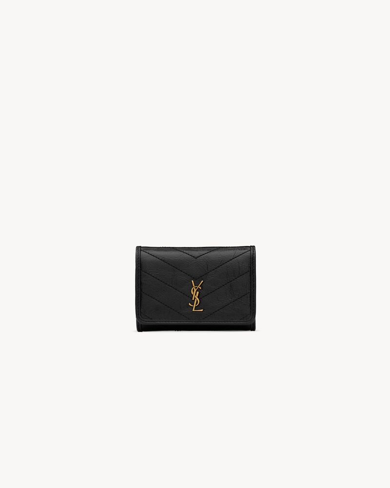 Saint Laurent NIKI slim tri-fold wallet in vintage leather