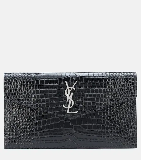 Saint Laurent Uptown embossed leather clutch
