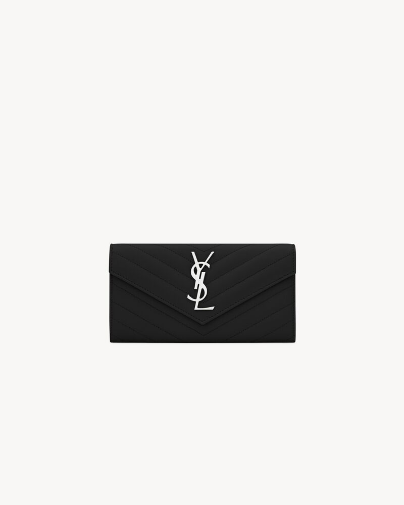 Saint Laurent CASSANDRE MATELASSÉ large flap wallet in grain de poudre leather