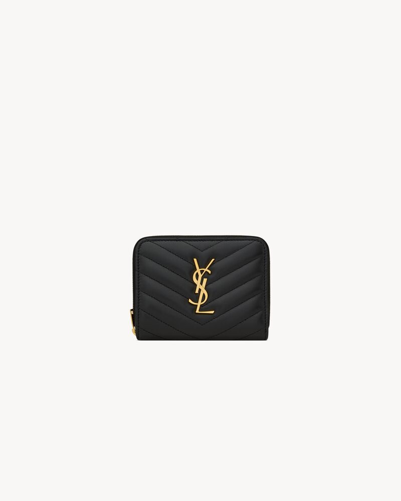 Saint Laurent CASSANDRE MATELASSÉ compact zip-around wallet in lambskin