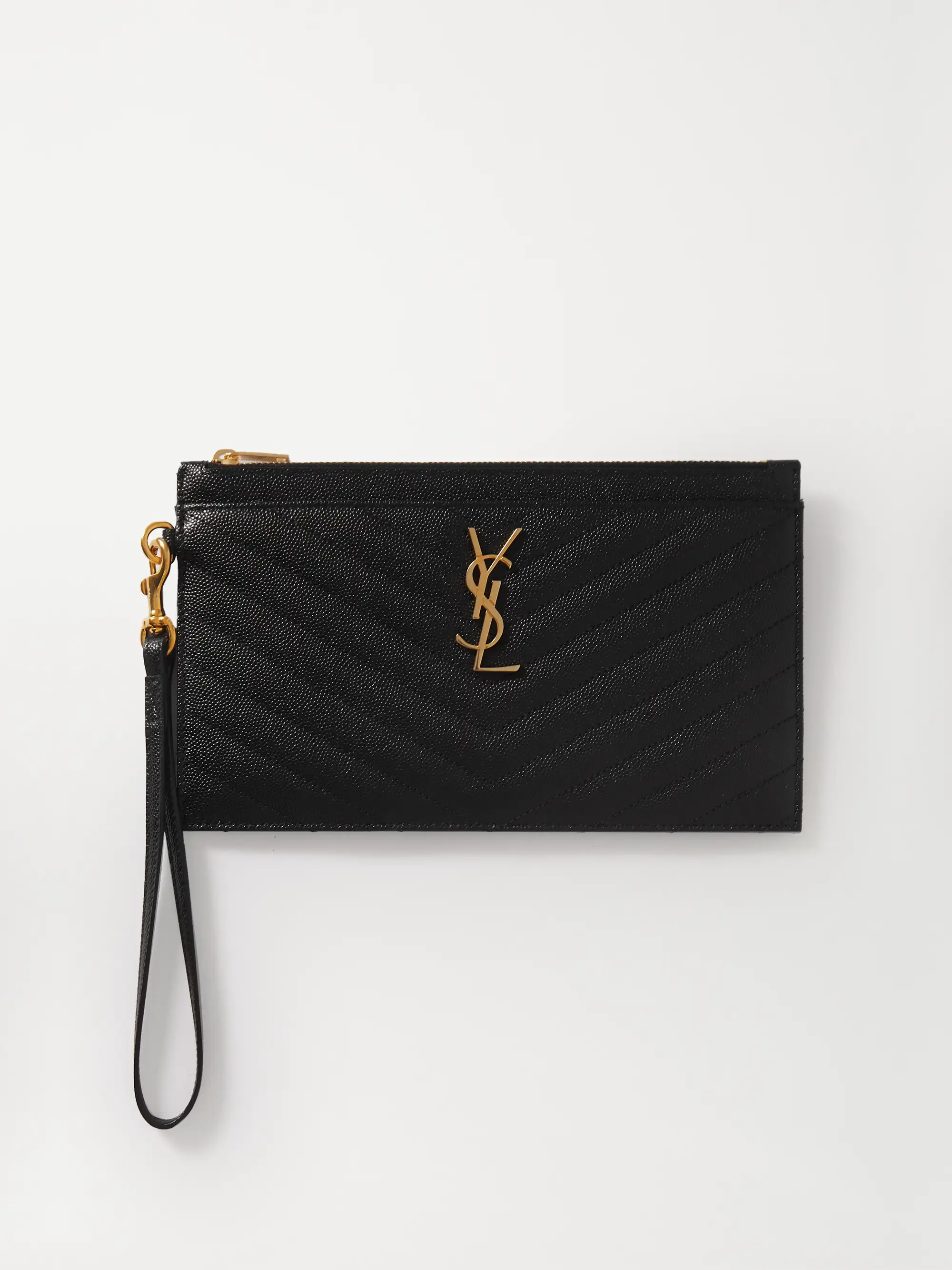 Saint Laurent Monogramme quilted textured-leather pouch