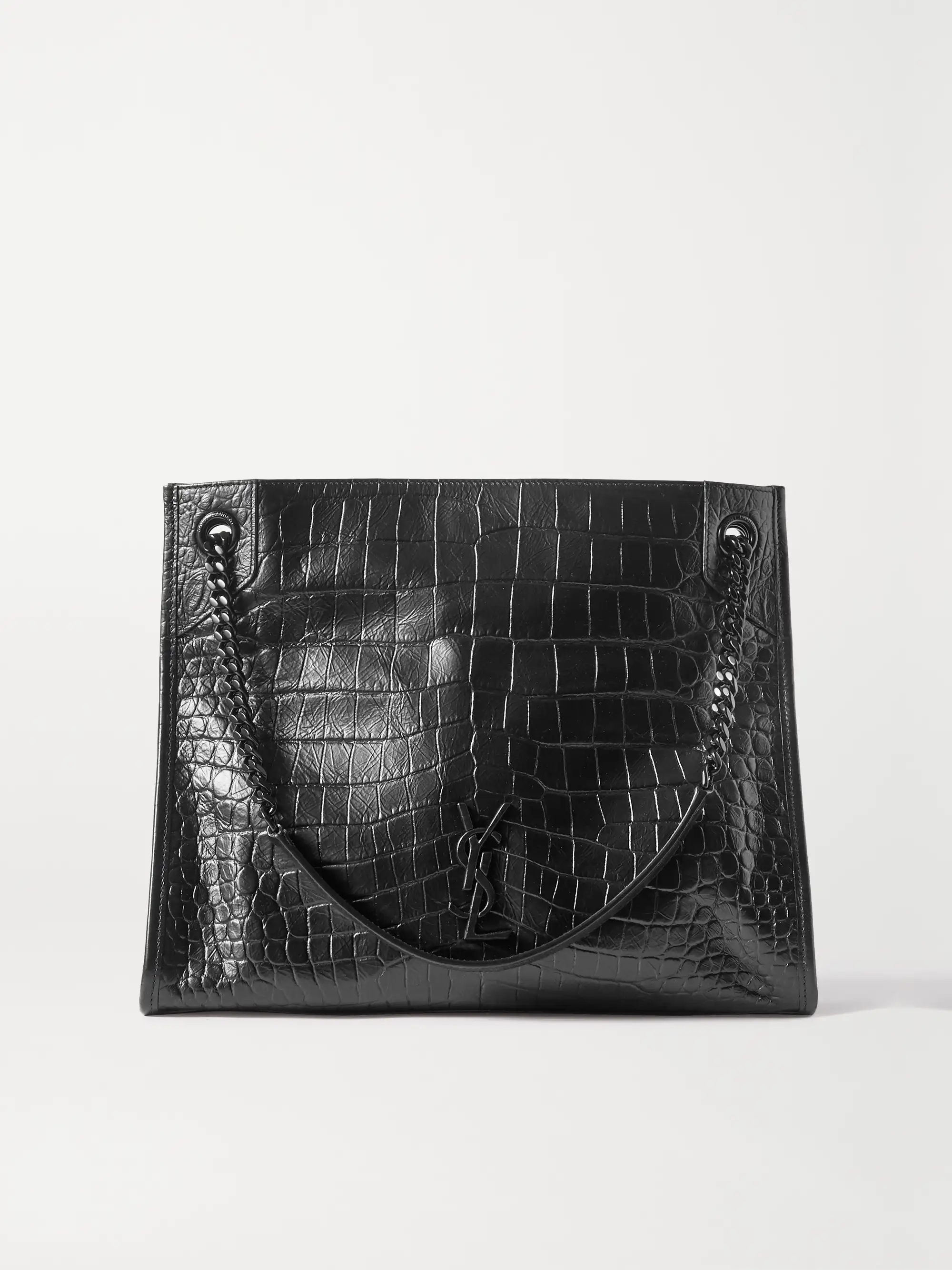 Saint Laurent Niki medium crinkled croc-effect leather tote