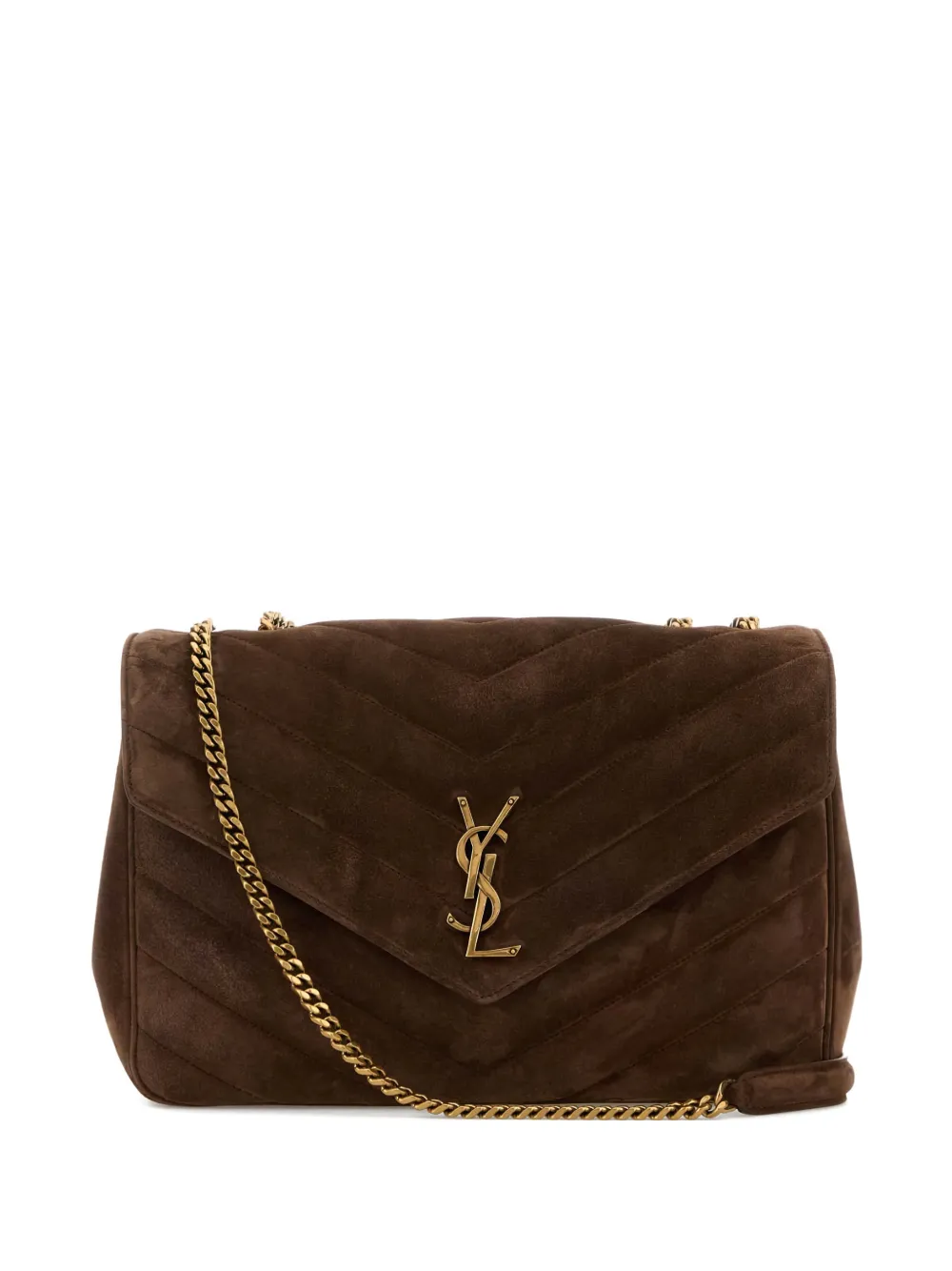 Saint Laurent large Lou Lou crossbody bag with chevron pattern and chain