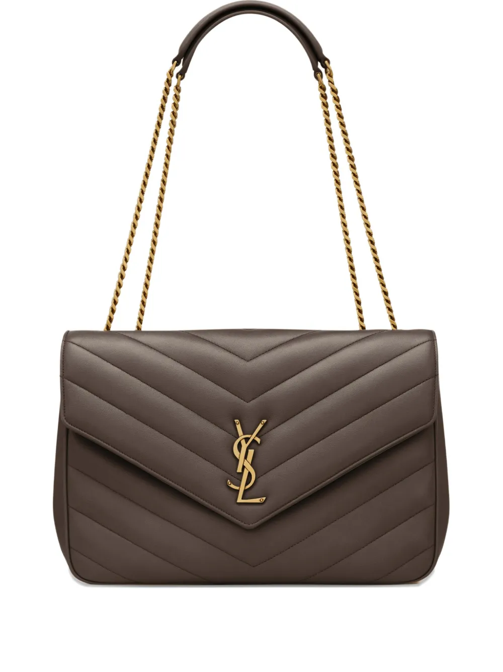 Saint Laurent Loulou large shoulder bag met chevron streep