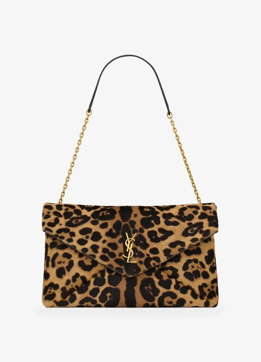 Saint Laurent Cassandre Envelope Large shoulder bag van kalfsleer met ponyhair