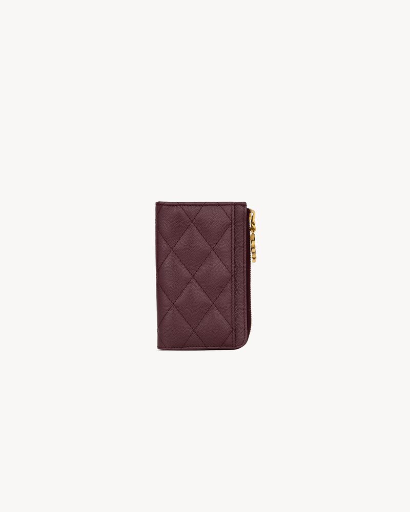 Saint Laurent CASSANDRE BIJOU zip card case in GRAIN DE POUDRE leather