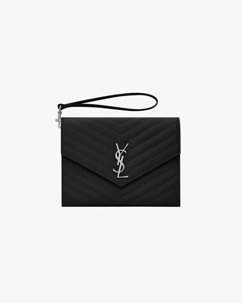 Saint Laurent Cassandre Matelassé Flap Pouch in Grain de Poudre Leather
