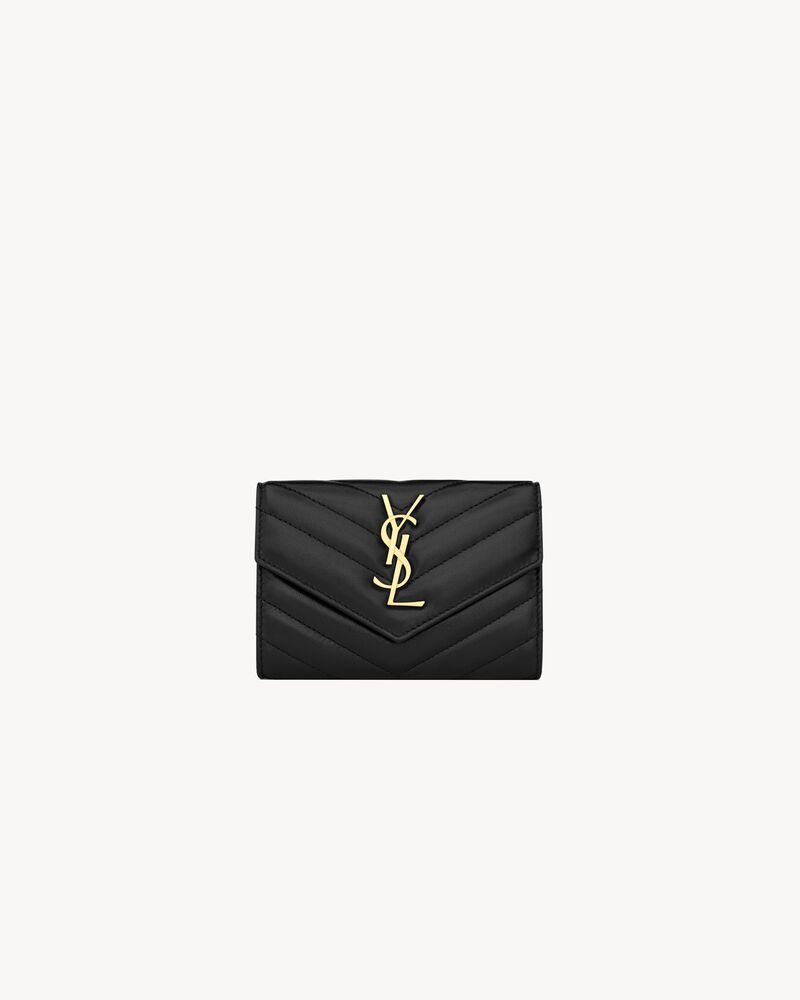 Saint Laurent Cassandre Matelassé Small Envelope Wallet in Lambskin