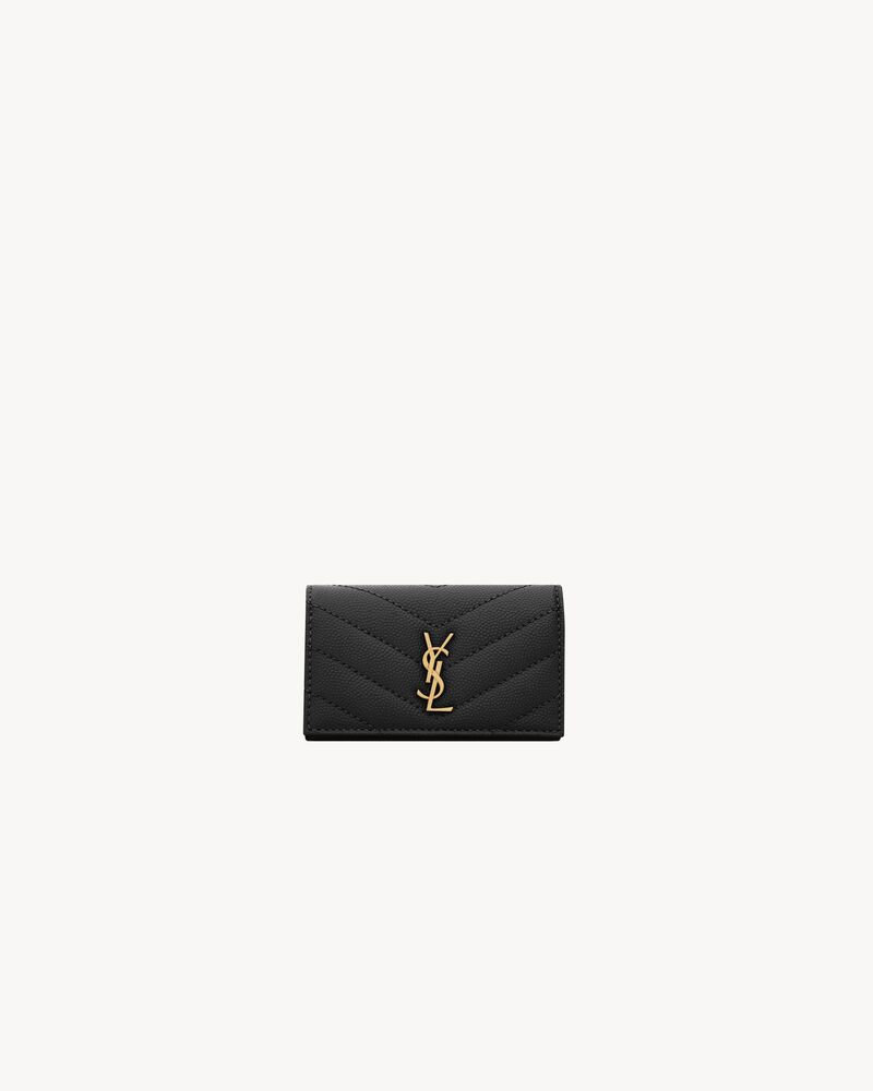 Saint Laurent Cassandre Slim Key Case in Grain de Poudre Leather