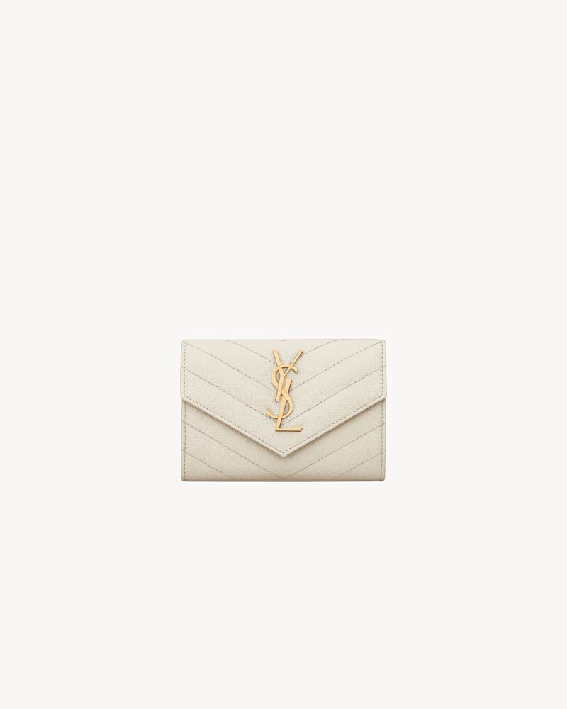Saint Laurent CASSANDRE MATELASSÉ small envelope wallet in grain de poudre leather