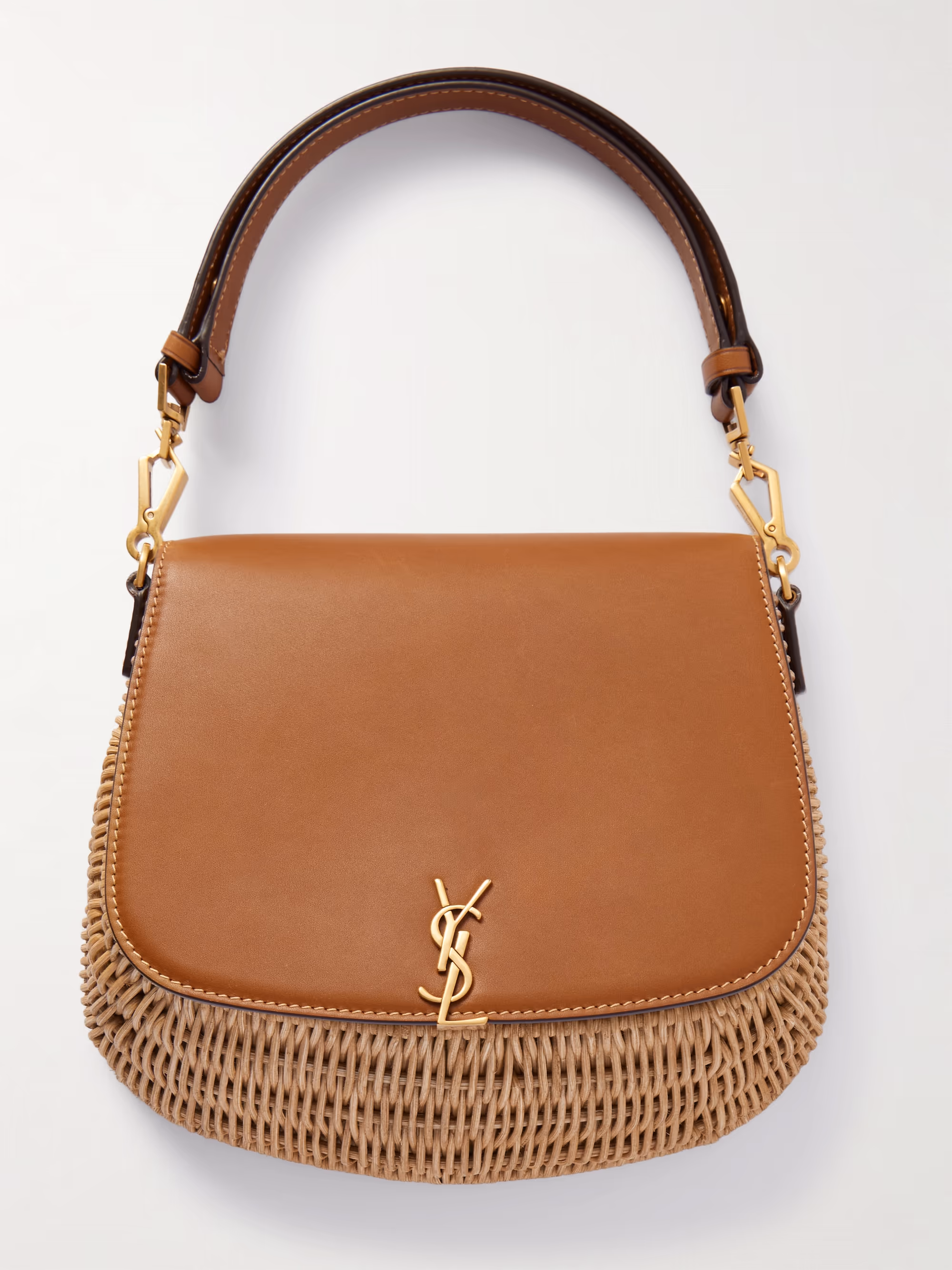 Saint Laurent Voltaire leather-trimmed bamboo shoulder bag