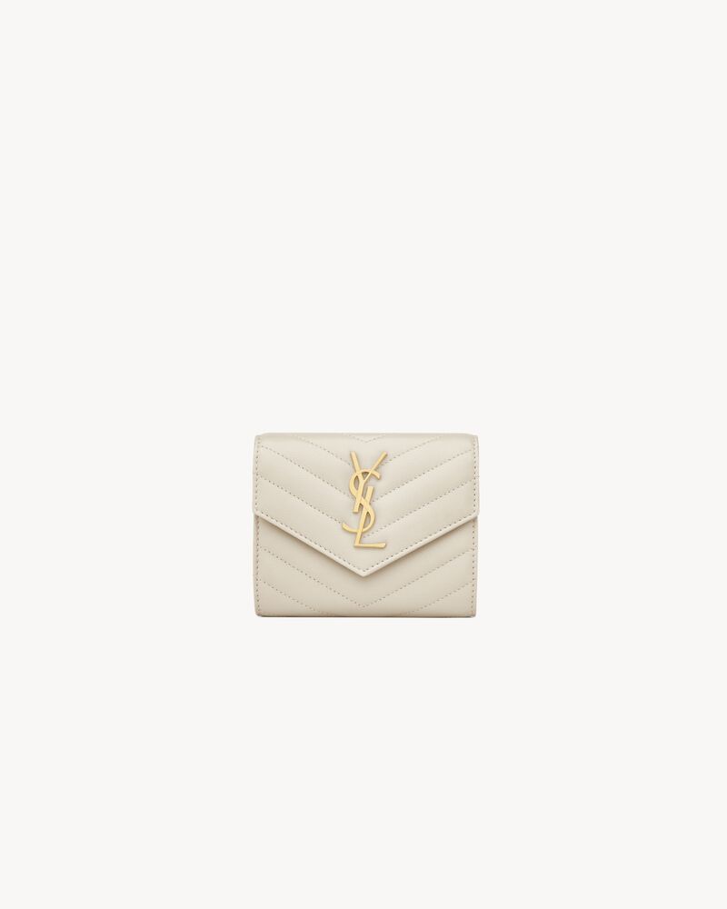 Saint Laurent CASSANDRE MATELASSÉ compact tri fold wallet in LAMBSKIN