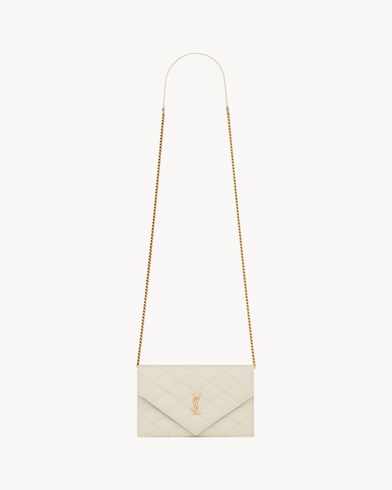 Saint Laurent PARIS chain wallet in GRAIN DE POUDRE leather